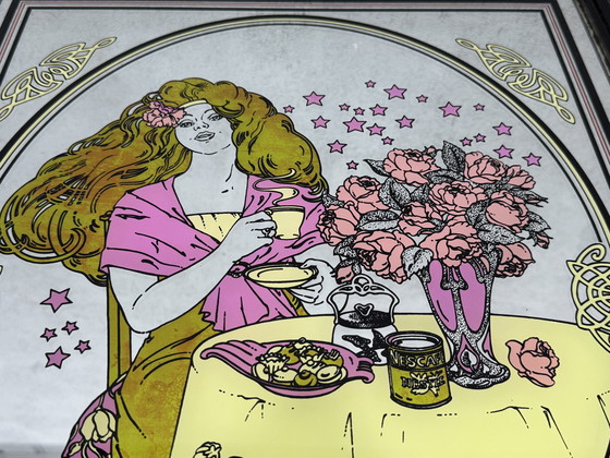 Image 1 of ☕✨ Specchio vintage Nescafé – Stile Art Nouveau ✨☕