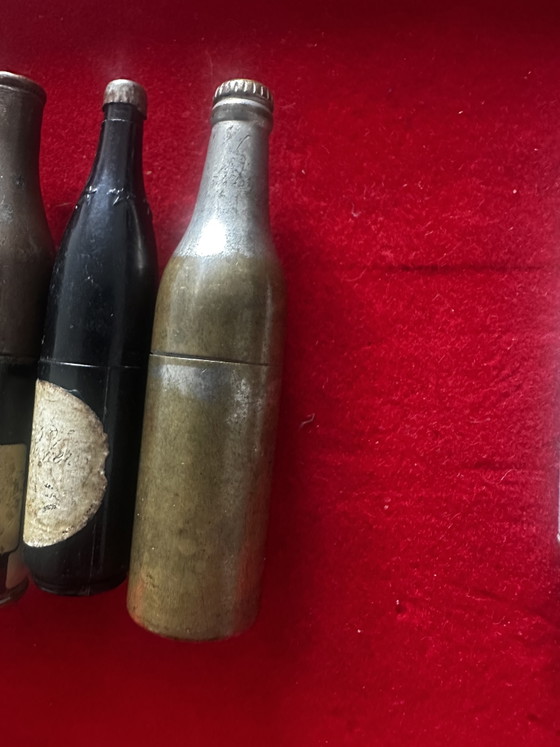 Image 1 of Lot of 7 Vintage Lighters in Pepsi-Cola / Holsteen Beer / Avrilla Milk Bottles etc.