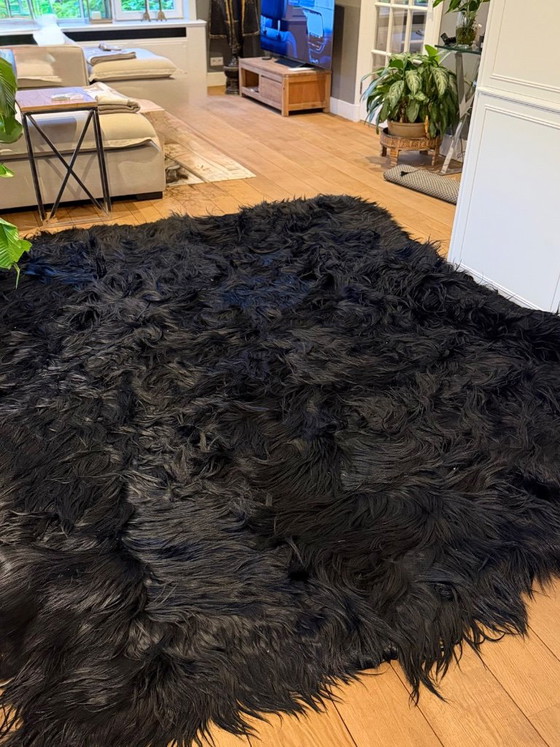 Kidassia (Mongolian Longhaired Goat) Black Rug, Custom Made, Rugs & carpets, Leather, Collectors Item (photo 2 of 5)