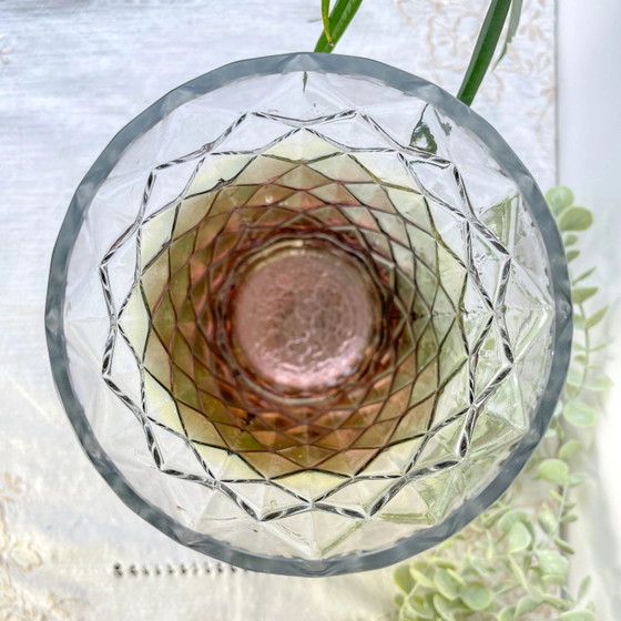 Vintage Glass Vase with Rose Gold Gradient Geometric Pattern (photo 9 of 12)