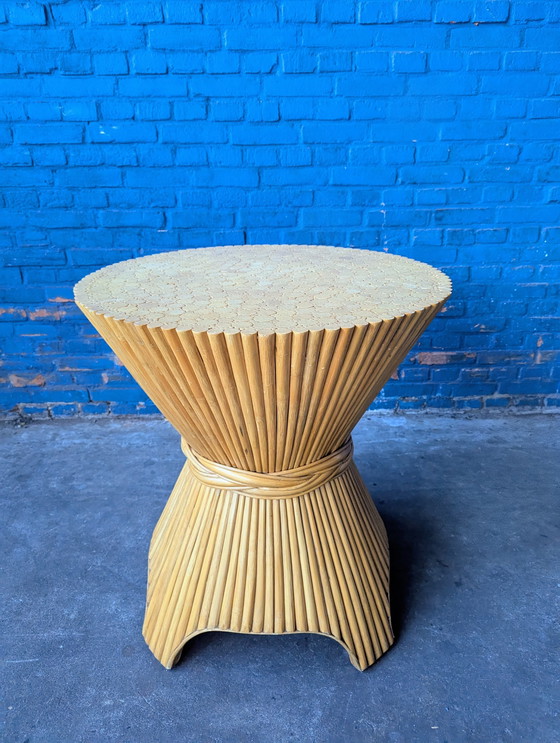 Image 1 of Table de salle à manger vintage McGuire en verre et bambou 1970