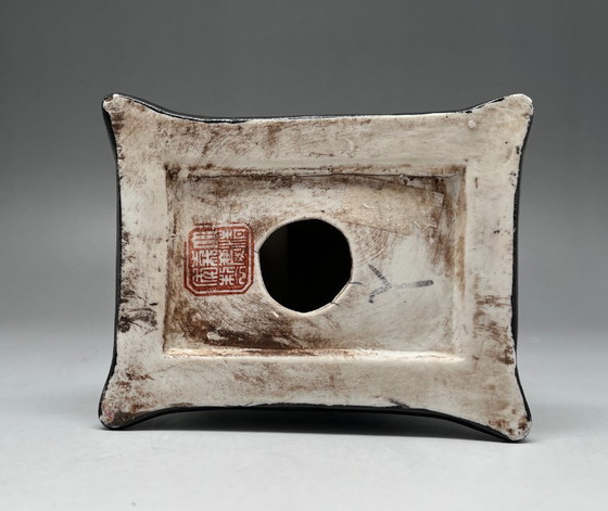 Image 1 of Hand-Painted Ceramic Figurine – Cat with Kitten – Asian Decor