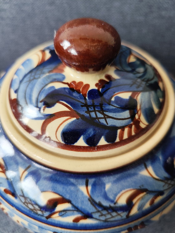 Image 1 of Vintage koektrommel van handbeschilderd keramiek, collector's item