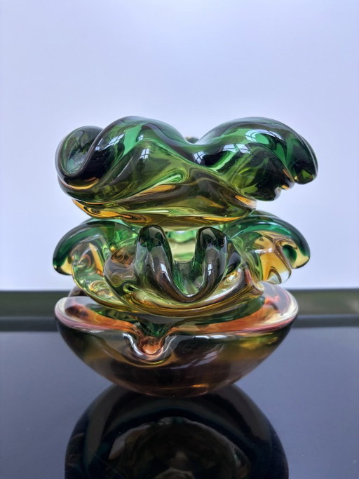Set van 3 vintage Murano Sommerso glazen schalen van Vetri D'Arte – Glass