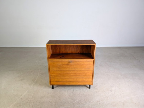 Image 1 of Original midcentury sideboard bar compartment walnut chest of drawers vintage