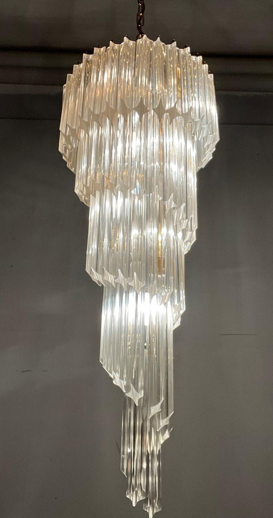 Image 1 of  Gran araña/lámpara de techo de Paolo Venini, cascada, cristal de Murano, Italia, años 70