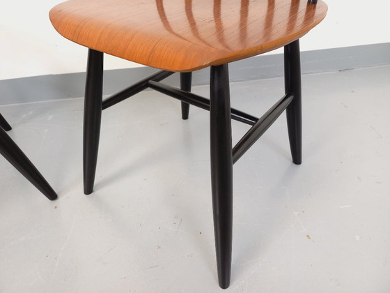 Image 1 of Paire de chaises scandinaves vintage Fanett par Ilmari Tapiovaara en teck et bois noir des années 50 60