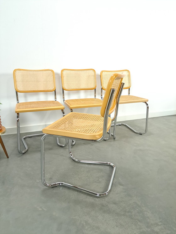 Image 1 of Italian Webbing Set Chairs With Chrome Tube Frame Vintage Chair