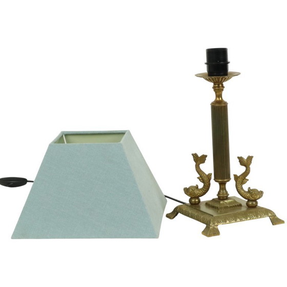 Image 1 of Brass Table Lamp Mythical Dolphins