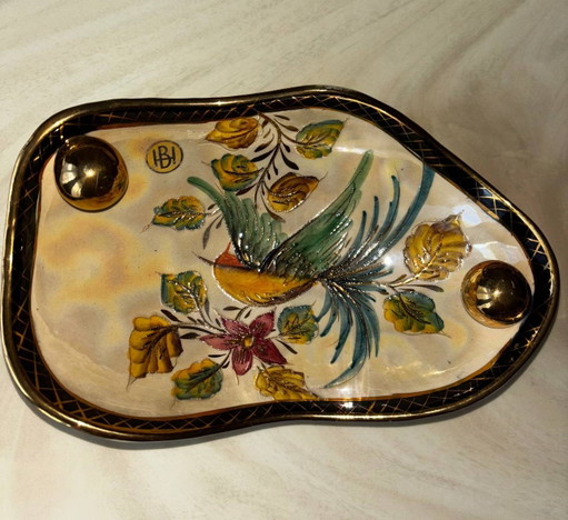 Juego de 3 cuencos de cerámica vintage H. Bequet Quaregnon Bélgica – Decoración de pájaros – Horst Janssen (photo 2 of 8)