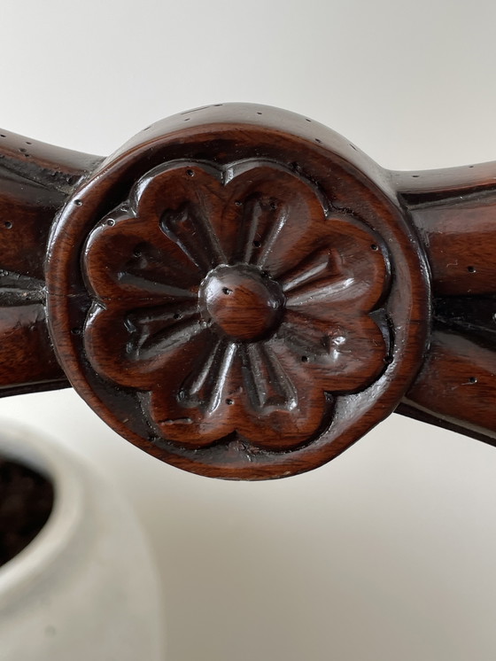 Image 1 of Antique Regency-style chair - mahogany with brown leather seat