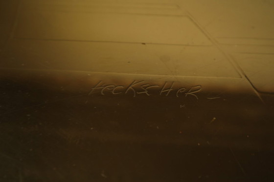 Image 1 of Mesa de centro de latón grabado de Christian Heckscher, Bélgica, década de 1970.
