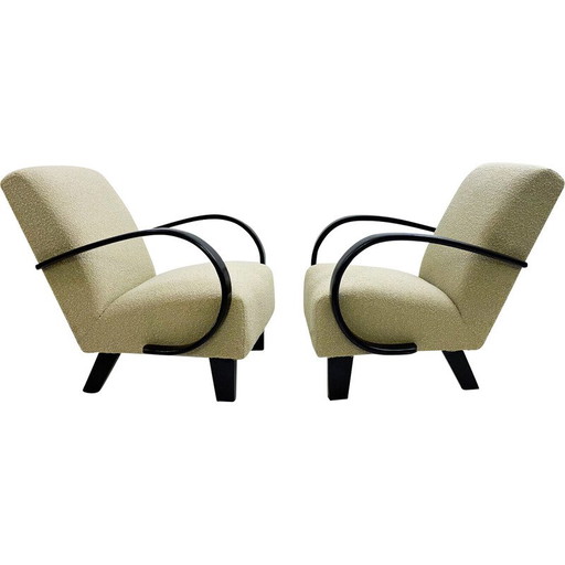 Pair of mid-century bentwood armchairs by Jindrich Halabala, Czech Republic 1940s