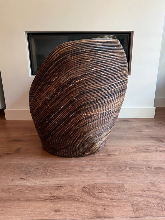 Image 1 of Rieten/rotan loungestoel + poef met opbergruimte – Crespi-stijl