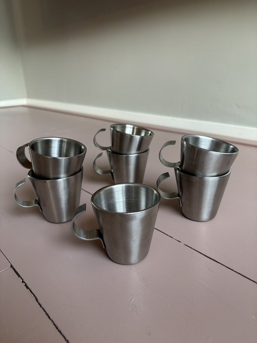 7x stainless steel espresso cups