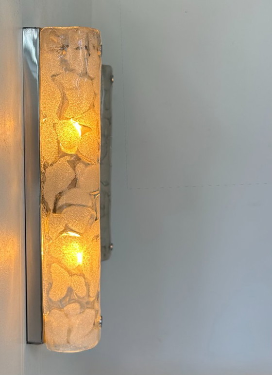 Image 1 of Paire d'appliques vintage en verre murano et métal chromé, Italie, 1960