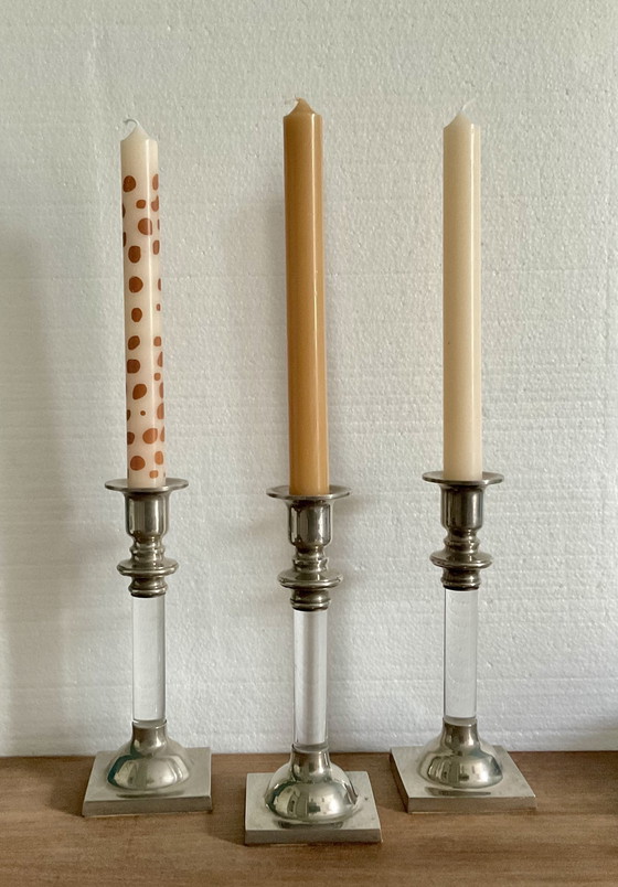 Image 1 of Set aus 3 modernistischen Kerzenleuchtern aus den 1970er Jahren