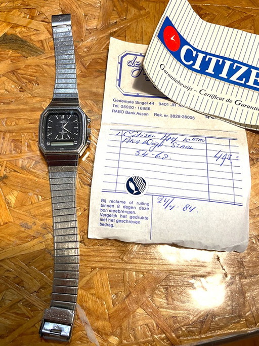 Orologio da uomo vintage: Citizen Ana-Digi (con scontrino originale del 1984)