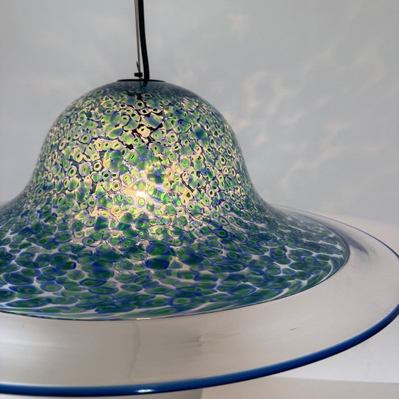 Image 1 of Lampada a sospensione in vetro di Murano blu Neverrino di Gae Aulenti per Vistosi Italia, anni '70
