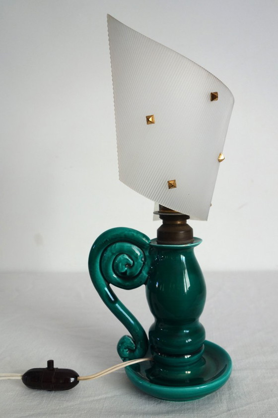 Image 1 of 1950s ceramic and plastic table lamp
