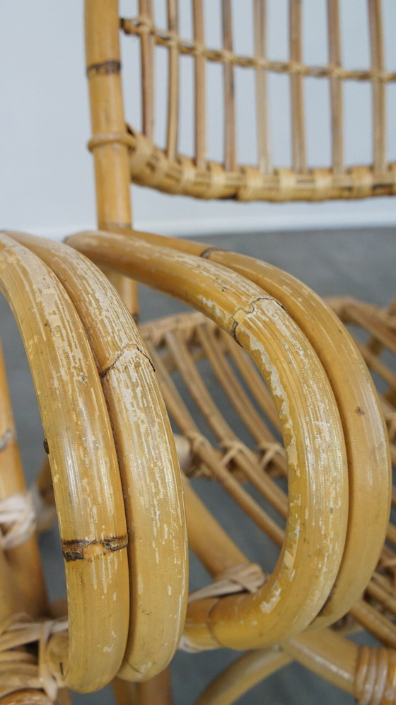 Image 1 of 4 X Rotan Dining/ Lounge Chair Met Armleuningen