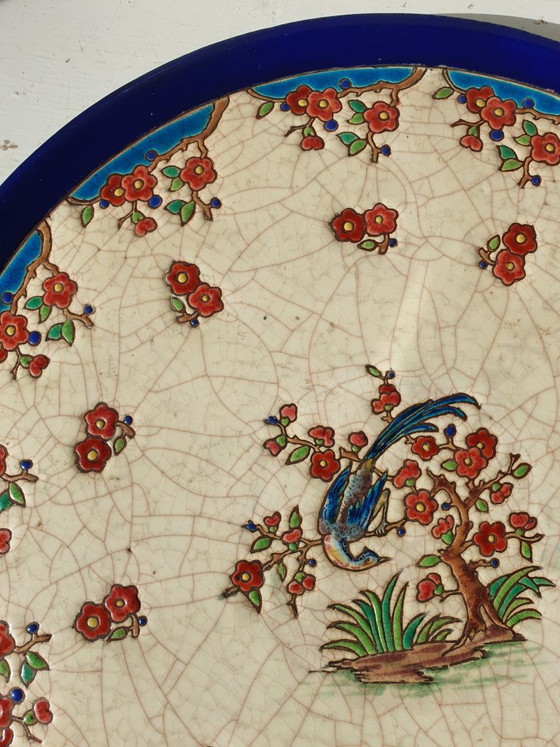 Grande Assiette / Assiette Murale Émaux De Longwy – 37 Cm – Milieu 20ème Siècle – Objets déco, Ceramic (photo 5 of 9)