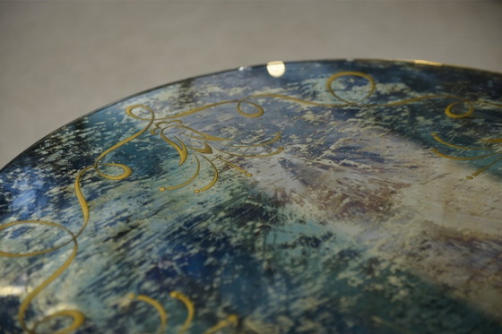 Image 1 of Neo-classical cast iron and verre églomisé coffee table, 1940s