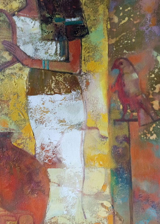 Original Oil Painting Abstract Figurative Girl Gifts to Pharaoh – Paintings & Drawings, Canvas (photo 7 of 13)