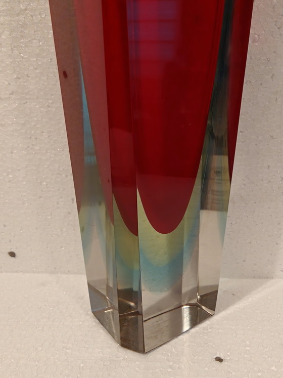 Murano Sommerso Glass Faceted Vase by Flavio Poli – Crystal (photo 4 of 12)