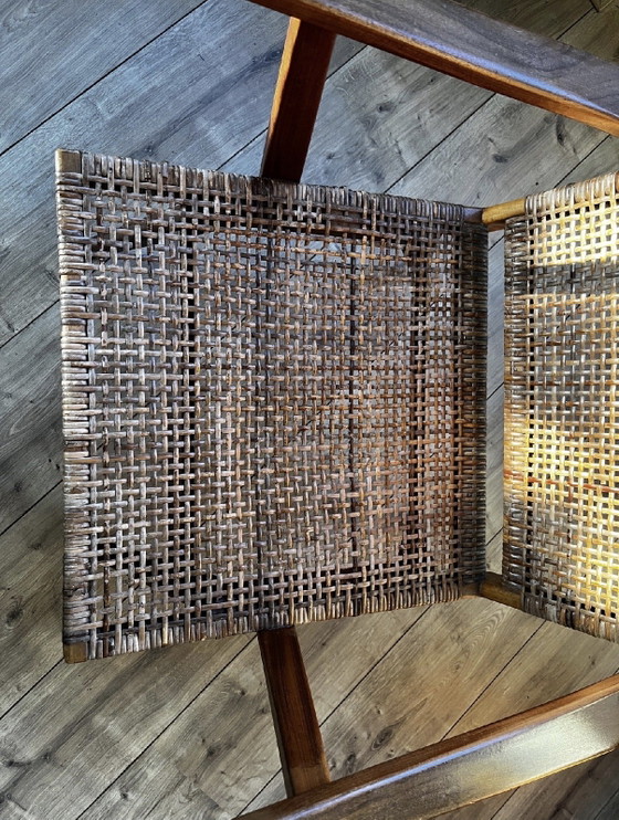 Mid-Century teakhouten stoel – Fauteuils, Rattan, Wood (photo 6 of 8)