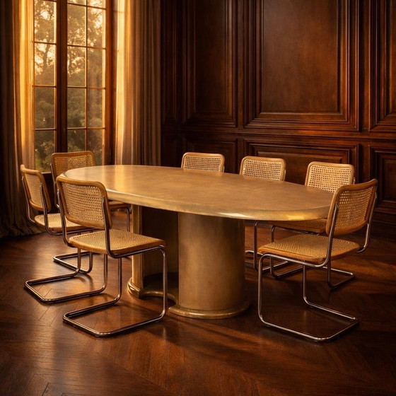Angelo Mazzola parchment table produced by Ar.Vi Salpol, 1980 – Dining tables (photo 9 of 26)