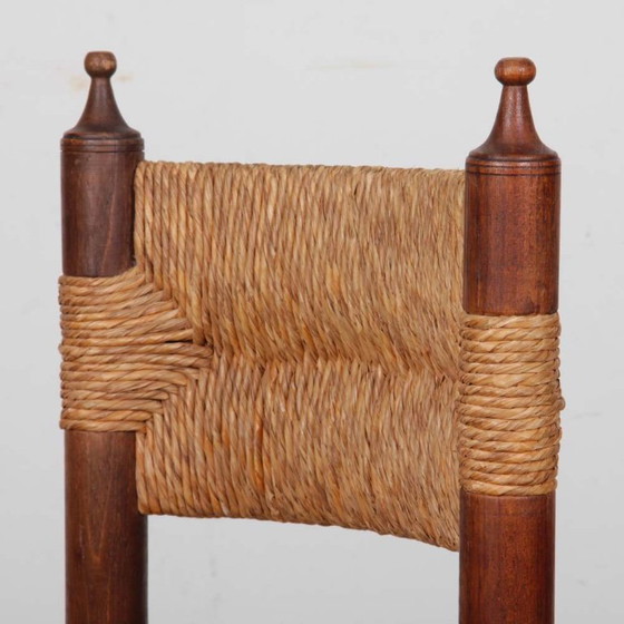Image 1 of Conjunto de 6 sillas con asiento de paja, obra francesa, 1940