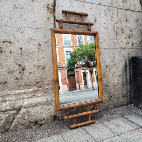 Image 1 of Koloniale spiegel met bamboe frame, 1900 - Frankrijk