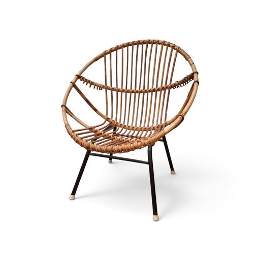 Vintage Kuipstoeltje Kindermodel – stoelen fauteuils, Metal, Rattan