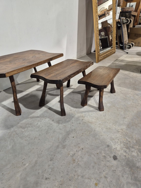 Petites tables de style Japandi scandinave vintage, finitions organiques. – Tables d'appoint, Wood (photo 4 of 6)