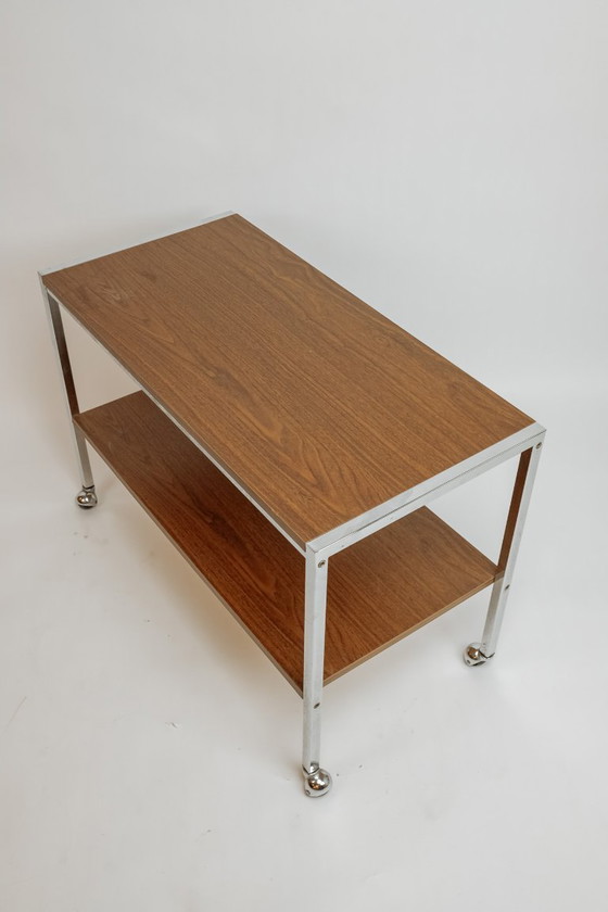 Image 1 of Vintage bar trolley, 1970s - Wood and chrome