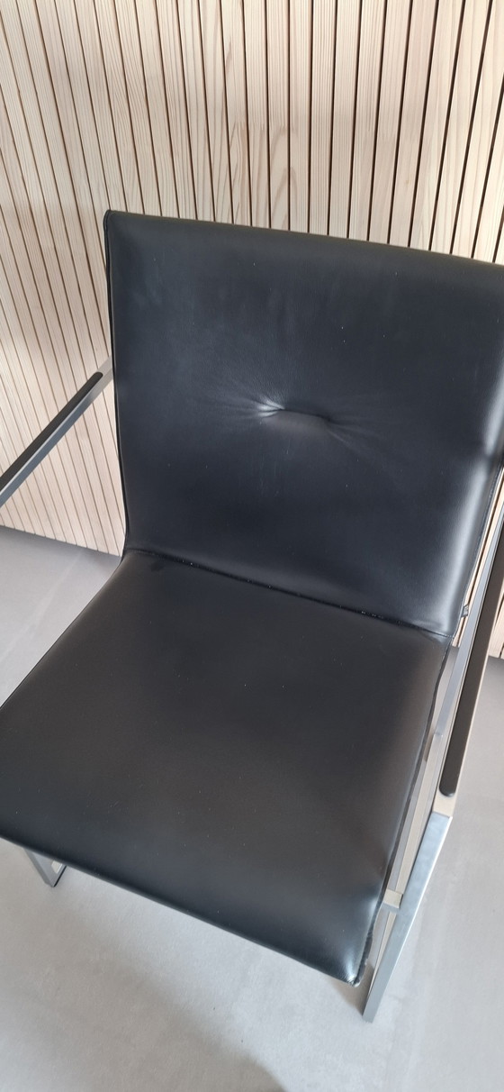 Image 1 of 5x Arco Frame Stoel Zwart Leer