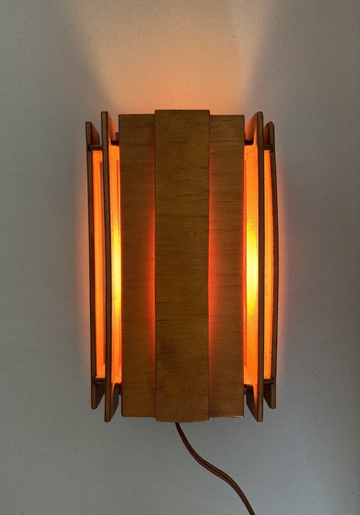 Scandinavian wooden slat lamp 1970s