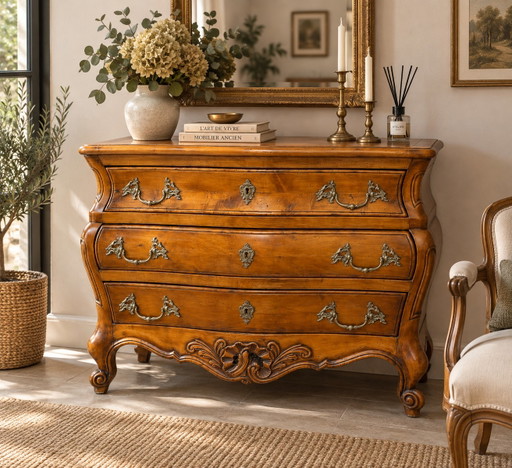 Louis XV gebogen commode in grafvorm – ladekasten, Wood