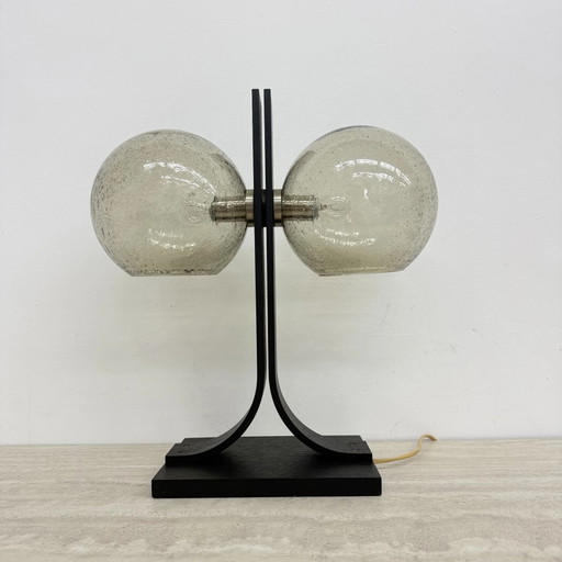 Temde Leuchten Tischlampe mit Sperrholz und Glaskugeln, 1970er Jahre