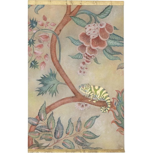 Vintage painting representing a chameleon