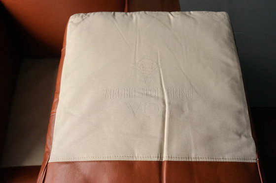 Image 1 of Indrukwekkend paar Art Deco leren fauteuils. 1940s.