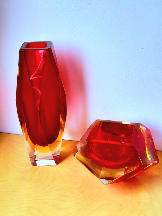 Image 1 of Sommerso Aschenbecher von Flavio Poli, Murano 1970