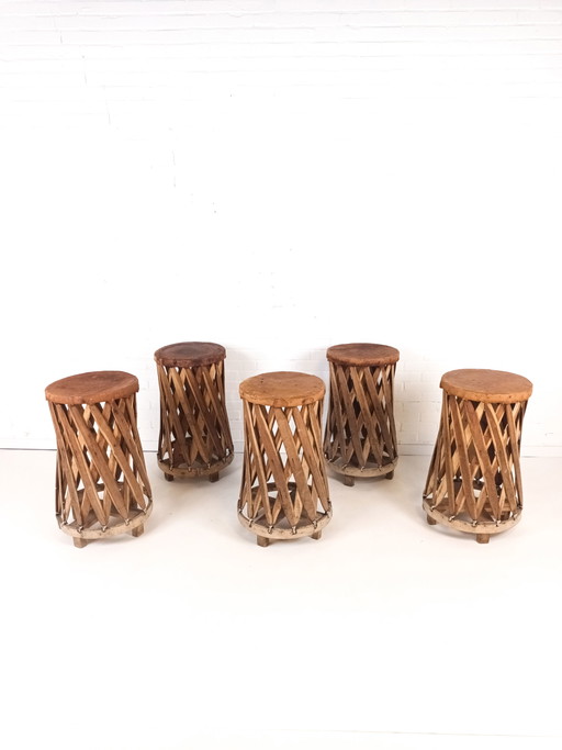 5x tabouret de bar mexicain equipale vintage