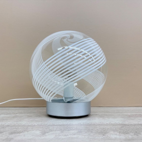 Image 1 of Lámpara de mesa de cristal con diseño en espiral de mediados de siglo, década de 1970, Italia