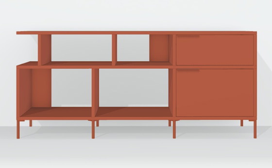 Image 1 of Tylko tv-meubel in rood, met deur en lade.