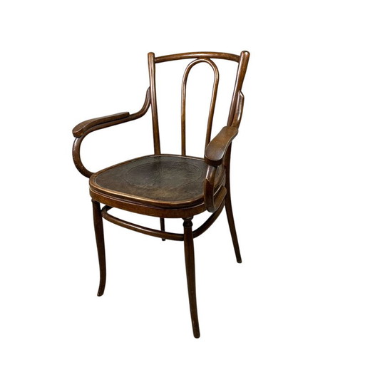 Beech armchair with armrests in Thonet style, 1920s