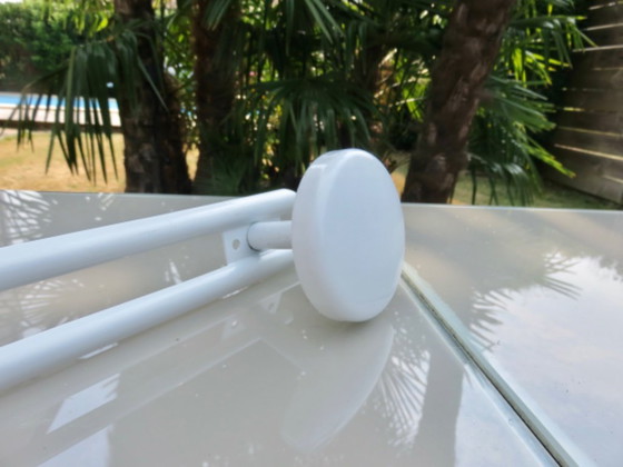 Image 1 of White Lacquered Metal Coat Rack with 3 Coat Hooks, 80s', wall-mounted