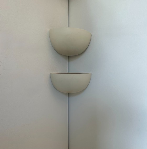 Image 1 of Pair of white matte porcelain corner sconces, France 1970