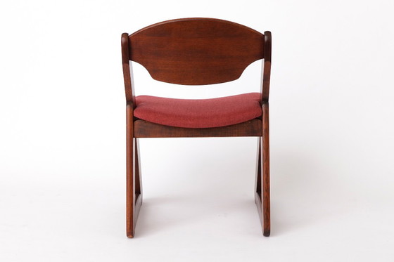 Image 1 of Chaise italienne vintage (1/2), années 1980, hêtre foncé, revêtement bordeaux